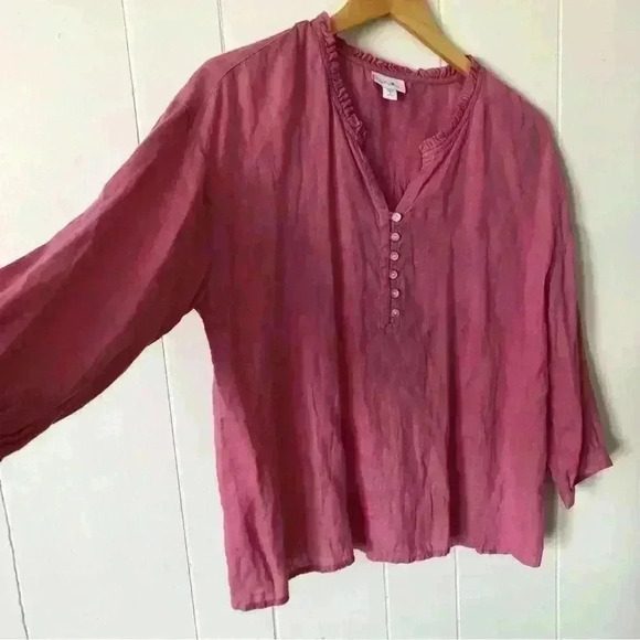 J.Jill 3/4 Sleeve Linen Top Blouse Size S - Picture 3 of 8